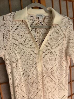 SERAPHINE Beachy Crochet Knitted White Midi Dress